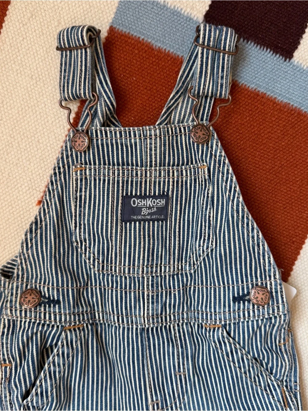 OshKosh B'gosh Blue and White Stripe Toddler Overalls
